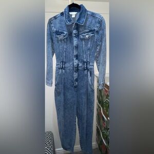 Long sleeve denim jumpsuit